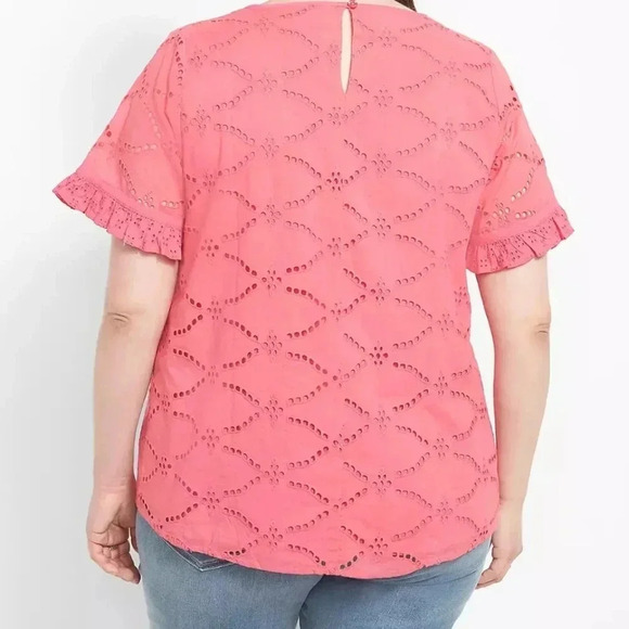 {Lane Bryant} Classic Short-Sleeve Eyelet Mix Tee - Picture 3 of 12